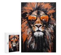 Puzzles for Teenagers 300 PCS Stylish Lion Sunglasses Art Print -1 Puzzles for Teenagers Difficult Challenge Train Your Brain And Hands Brainteaser Family Games 300 PCS