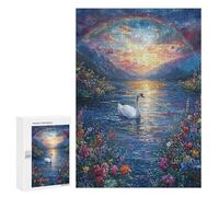 Puzzles for Teenagers 300 PCS Swan Lake with Rainbow Puzzle For Teenagers Staycation Kill Time for Birthday, Chrismas Family Fun & Game Night 300 PCS