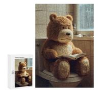 Puzzles for Teenagers 300 PCS Teddy Bear Reading on Toilet Jigsaws for Adults Puzzle Pattern Assembly Challenging To Complete Family Fun & Game Night 300 PCS