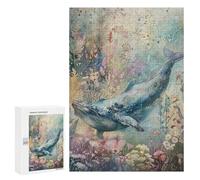 Puzzles for Teenagers 300 PCS Whale in Floral Ocean Jigsaws for Adults Puzzle For Family Fun Help The Brain Exercise Great Gift for Gaming 300 PCS