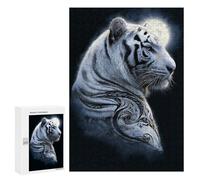 Puzzles for Teenagers 300 PCS White Tiger Moon Art Print Puzzles for Teenagers Difficult Challenge Train Your Brain And Hands Brainteaser Family Games 300 PCS