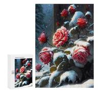 Puzzles for Teenagers 300 PCS Winter Rose Garden Scene Jigsaws for Adults Puzzle Pattern Assembly Challenging To Complete Family Fun & Game Night 300 PCS