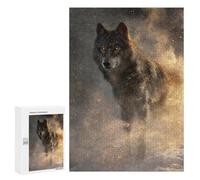 Puzzles for Teenagers 300 PCS Wolf in Snow with Fire Effect Puzzles for Teenagers Difficult Challenge Train Your Brain And Hands Brainteaser Family Games 300 PCS
