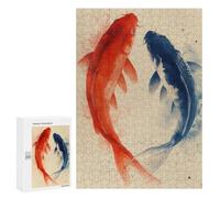 Puzzles for Teenagers 300 PCS Yin Yang Koi Fish Art Print Puzzles for Teenagers Difficult Challenge Train Your Brain And Hands Brainteaser Family Games 300 PCS