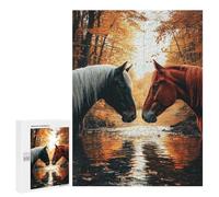 Puzzles for Teenagers 500 PCS Autumn Horse Reflections Puzzle For Teenagers Analysis And Logic Difficult And Challenge Great Gift for Gaming 500 PCS