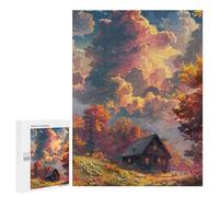 Puzzles for Teenagers 500 PCS Autumnal Cabin in Fantasy Forest Puzzles for Teenagers Difficult Challenge Train Your Brain And Hands Brainteaser Family Games 500 PCS