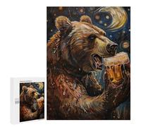 Puzzles for Teenagers 500 PCS Beer Drinking Bear Art Print -1 Jigsaws for Adults Puzzle For Family Fun Help The Brain Exercise Great Gift for Gaming 500 PCS