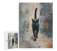 Puzzles for Teenagers 500 PCS Black Cat Abstract Painting Puzzle For Teenagers Staycation Kill Time for Birthday, Chrismas Family Fun & Game Night 500 PCS