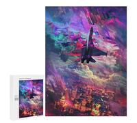 Puzzles for Teenagers 500 PCS Cityscape with Jet Fighter -1 Puzzle For Teenagers Analysis And Logic Difficult And Challenge Great Gift for Gaming 500 PCS