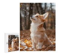 Puzzles for Teenagers 500 PCS Cute Corgi Puppy in Autumn Leaves Jigsaws for Adults Puzzle Pattern Assembly Challenging To Complete Family Fun & Game Night 500 PCS