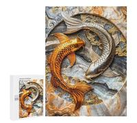 Puzzles for Teenagers 500 PCS Elegant Yin Yang Koi Jigsaws for Adults Puzzle Pattern Assembly Challenging To Complete Family Fun & Game Night 500 PCS