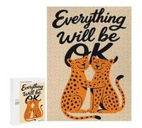 Puzzles for Teenagers 500 PCS Everything Will Be OK - Cheetahs Jigsaws for Adults Puzzle Pattern Assembly Challenging To Complete Family Fun & Game Night 500 PCS
