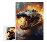 Puzzles for Teenagers 500 PCS Fiery Crocodile Emerging from Water Jigsaws for Adults Puzzle Pattern Assembly Challenging To Complete Family Fun & Game Night 500 PCS