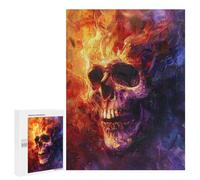 Puzzles for Teenagers 500 PCS Flaming Skull Art Print Puzzle For Teenagers Analysis And Logic Difficult And Challenge Great Gift for Gaming 500 PCS