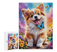 Puzzles for Teenagers 500 PCS Floral Paradise with Cute Puppy Jigsaws for Adults Puzzle Pattern Assembly Challenging To Complete Family Fun & Game Night 500 PCS