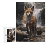 Puzzles for Teenagers 500 PCS Fox by Waterfall Painting Puzzle For Teenagers Analysis And Logic Difficult And Challenge Great Gift for Gaming 500 PCS