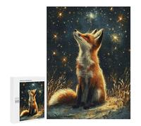 Puzzles for Teenagers 500 PCS Fox Gazing at Stars Jigsaw for Teenagers Enhance Memory Challenging To Complete Challenging Game Toys 500 PCS