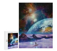 Puzzles for Teenagers 500 PCS Galactic Surfing Cosmic Adventure Jigsaws for Adults Puzzle Pattern Assembly Challenging To Complete Family Fun & Game Night 500 PCS