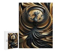 Puzzles for Teenagers 500 PCS Golden Abstract Phoenix Jigsaws for Adults Puzzle Pattern Assembly Challenging To Complete Family Fun & Game Night 500 PCS