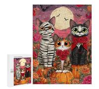 Puzzles for Teenagers 500 PCS Halloween Cats with Pumpkins Jigsaws for Adults Puzzle For Family Fun Help The Brain Exercise Great Gift for Gaming 500 PCS