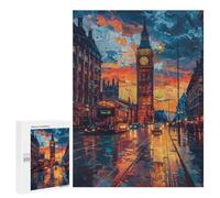 Puzzles for Teenagers 500 PCS London Rainy Night Street Scene Puzzles for Teenagers Difficult Challenge Train Your Brain And Hands Brainteaser Family Games 500 PCS