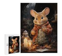 Puzzles for Teenagers 500 PCS Mouse with Jar And Candles Jigsaws for Adults Puzzle Pattern Assembly Challenging To Complete Family Fun & Game Night 500 PCS