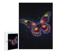 Puzzles for Teenagers 500 PCS Neon Butterfly in Space Jigsaws for Adults Puzzle Pattern Assembly Challenging To Complete Family Fun & Game Night 500 PCS
