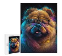 Puzzles for Teenagers 500 PCS Neon Pup Glasses Art Print Jigsaws for Adults Puzzle Pattern Assembly Challenging To Complete Family Fun & Game Night 500 PCS
