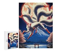 Puzzles for Teenagers 500 PCS Nine-tailed Fox Mount Fuji Jigsaws for Adults Puzzle Pattern Assembly Challenging To Complete Family Fun & Game Night 500 PCS