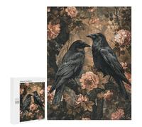 Puzzles for Teenagers 500 PCS Ravens in Floral Garden Jigsaws for Adults Puzzle For Family Fun Help The Brain Exercise Great Gift for Gaming 500 PCS