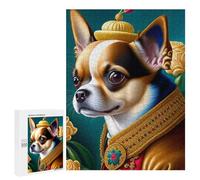 Puzzles for Teenagers 500 PCS Royal Chihuahua Portrait Jigsaws for Adults Puzzle Pattern Assembly Challenging To Complete Family Fun & Game Night 500 PCS
