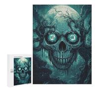 Puzzles for Teenagers 500 PCS Spooky Skull with Full Moon Jigsaws for Adults Puzzle For Family Fun Help The Brain Exercise Great Gift for Gaming 500 PCS