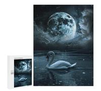 Puzzles for Teenagers 500 PCS Swan Moonlit Lake Reflections Jigsaws for Adults Puzzle Pattern Assembly Challenging To Complete Family Fun & Game Night 500 PCS