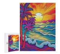 Puzzles for Teenagers 500 PCS Vibrant Tropical Sunset Scene Jigsaws for Adults Puzzle For Family Fun Help The Brain Exercise Great Gift for Gaming 500 PCS