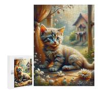 Puzzles for Teenagers 500 PCS Whimsical Kitten Window View Jigsaws for Adults Puzzle Pattern Assembly Challenging To Complete Family Fun & Game Night 500 PCS