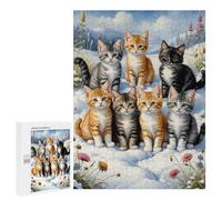 Puzzles for Teenagers 500 PCS Winter Kitten Gathering Jigsaws for Adults Puzzle Pattern Assembly Challenging To Complete Family Fun & Game Night 500 PCS