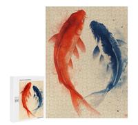Puzzles for Teenagers 500 PCS Yin Yang Koi Fish Art Print Puzzles for Teenagers Difficult Challenge Train Your Brain And Hands Brainteaser Family Games 500 PCS