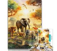 Puzzles for Teenagers African Animals 1000 Pieces Jigsaw Puzzle for Adults& Teens,Stress Reliever Staycation Kill Time Funny Gift (26x38cm)