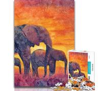 Puzzles for Teenagers African Elephants Adult Jigsaw Puzzles 1000 Pieces,Family Game Stress Reliever Difficult Challenge Secret Santa Gifts 50x75cm