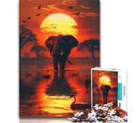 Puzzles for Teenagers African Elephants Puzzles 1000 Pieces for Adults,Challenging Game Toys for Is Ideal As A Gift for The Whole Family 26x38cm