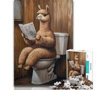 Puzzles for Teenagers Alpaca on The Toilet 1000 Pieces Jigsaw Puzzle for Adults& Teens,Stress Reliever Staycation Kill Time Funny Gift 26x38cm