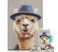 Puzzles for Teenagers Alpaca Wearing A Hat 1000 Pieces Jigsaw Puzzle for Adults& Teens,Stress Reliever Staycation Kill Time Funny Gift (26x38cm)