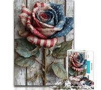 Puzzles for Teenagers American Flag Roses Adult Puzzles 1000 Pieces,for Is Ideal As A Gift for The Whole Family for And 14 Years Old (26x38cm)