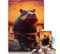 Puzzles for Teenagers Animal Hippos 1000 Piece Jigsaw Puzzle for Adults And Teenagers,Birthday Present, Gifts for And Age 14 75x50cm