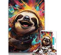 Puzzles for Teenagers Art Animal Sloth 1000 Pieces Jigsaw Puzzles For Teens And Adults,Toys Educational Games Stress Relieving Enhance Love between Couples 75x50cm