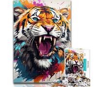 Puzzles for Teenagers Art Tiger Jigsaw Puzzles for Adults,Challenging Game Toys for Is Ideal As A Gift for The Whole Family 26x38cm