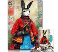 Puzzles for Teenagers Artistic Bunny Adult Jigsaw Puzzles 1000 Pieces,Toys Educational Games Stress Relieving Wall Decoration 50x75cm