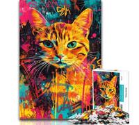 Puzzles for Teenagers Artistic Cat Oil Painting Puzzles for Adults 1000 Pieces,Birthday Present, Gifts, Wall Art for And Age 14 Years Up 50x75cm