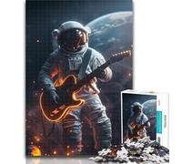 Puzzles for Teenagers Astronaut Playing Guitar Jigsaw Puzzles for Adults 1000 Piece,Family Game Birthday Gifts.Challenge High Difficulty 50x75cm