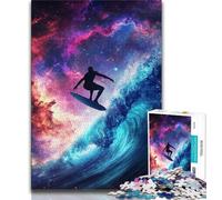 Puzzles for Teenagers Astronaut Space Surfing 1000 Piece Jigsaw Puzzles for Adults,gifts for Friends And Family for Age 14 Years Up (50x75cm)